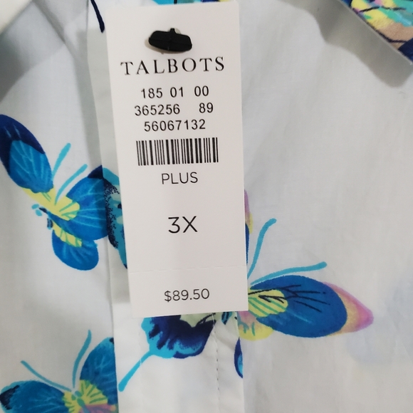 NWT Talbots Cotton Button Up Shirt Exquisite Butterfly Print Size 3X Lightweight - Picture 7 of 10